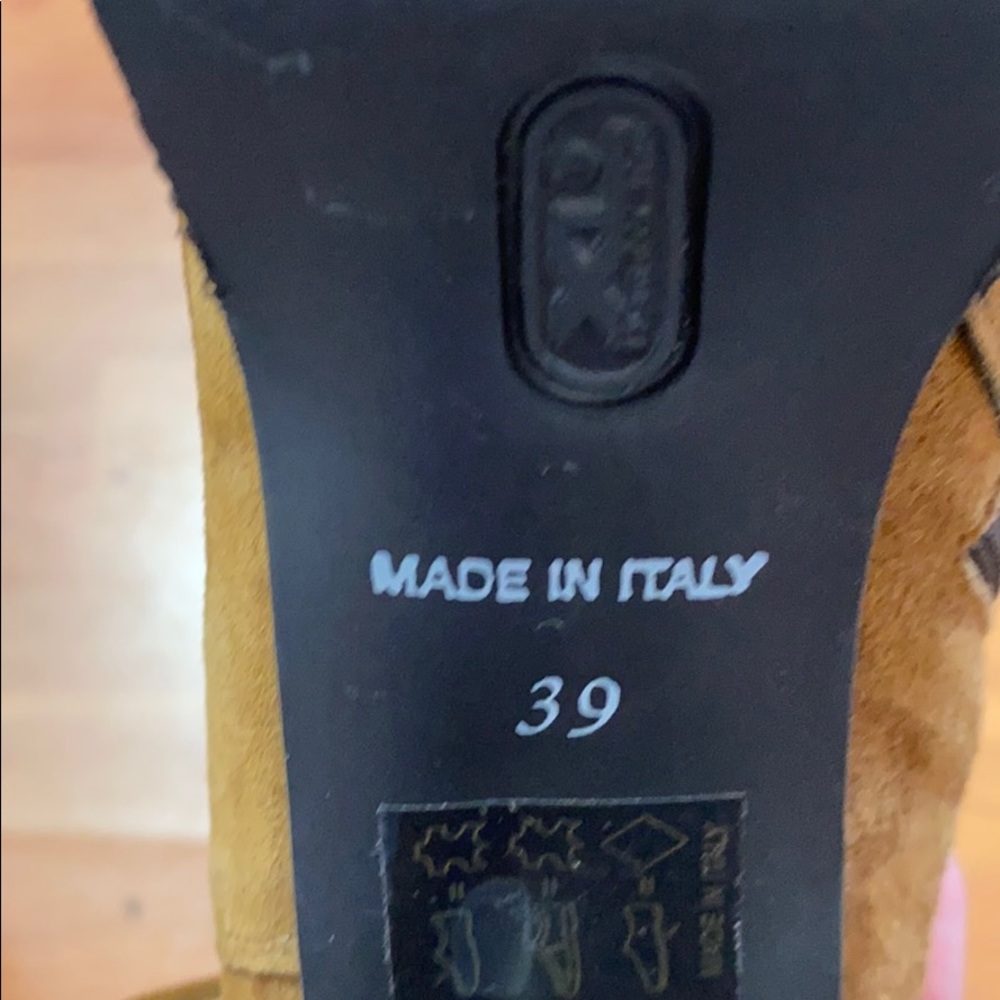 Suede Fringe Ankle Boot Booties Block Heel 39 - image 8